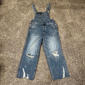 Free People We The Free Womens Denim Baggy Boyfriend Overalls
